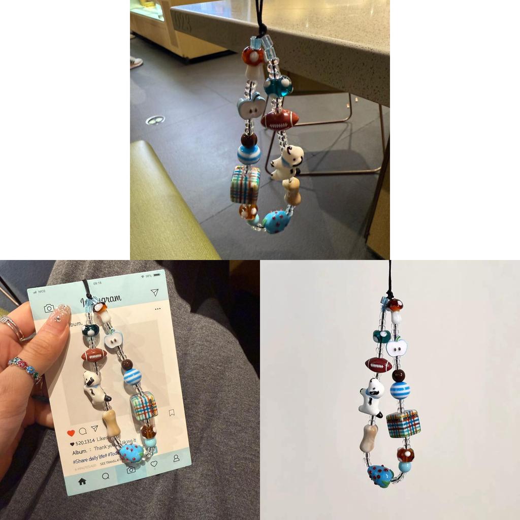 Ceramic Dog Beaded Phone Lanyard With Pvc Cord For Men And Women