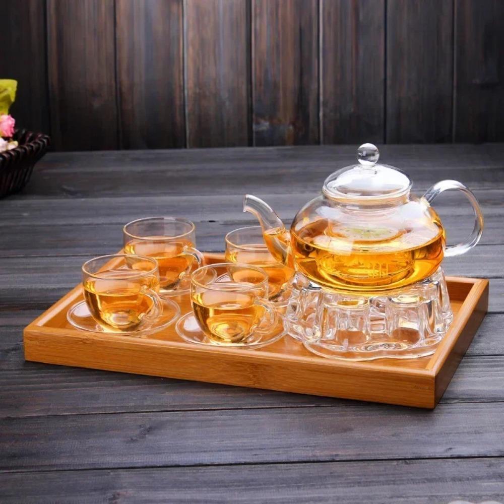 Théière en Verre Résistant à la Chaleur Théière Transparente de Style Japonais avec Infuseur pour Fleurs Thé Chinois Puer Bouilloire à Thé Portable 400-1000ml