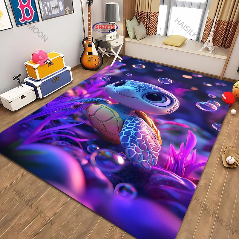 Magic Glowing Turtle Theme Printed Carpet Living Room Bedroom Sofa Office Large Area Decorative Mat Kids Play Rugs Large Size