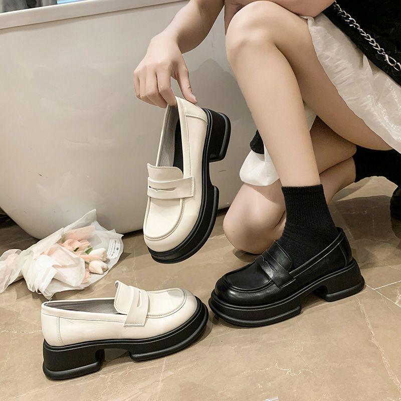 Platform French Mary Jane small leather shoes women's summer British 2025 new thick heel gentle with skirt single shoes