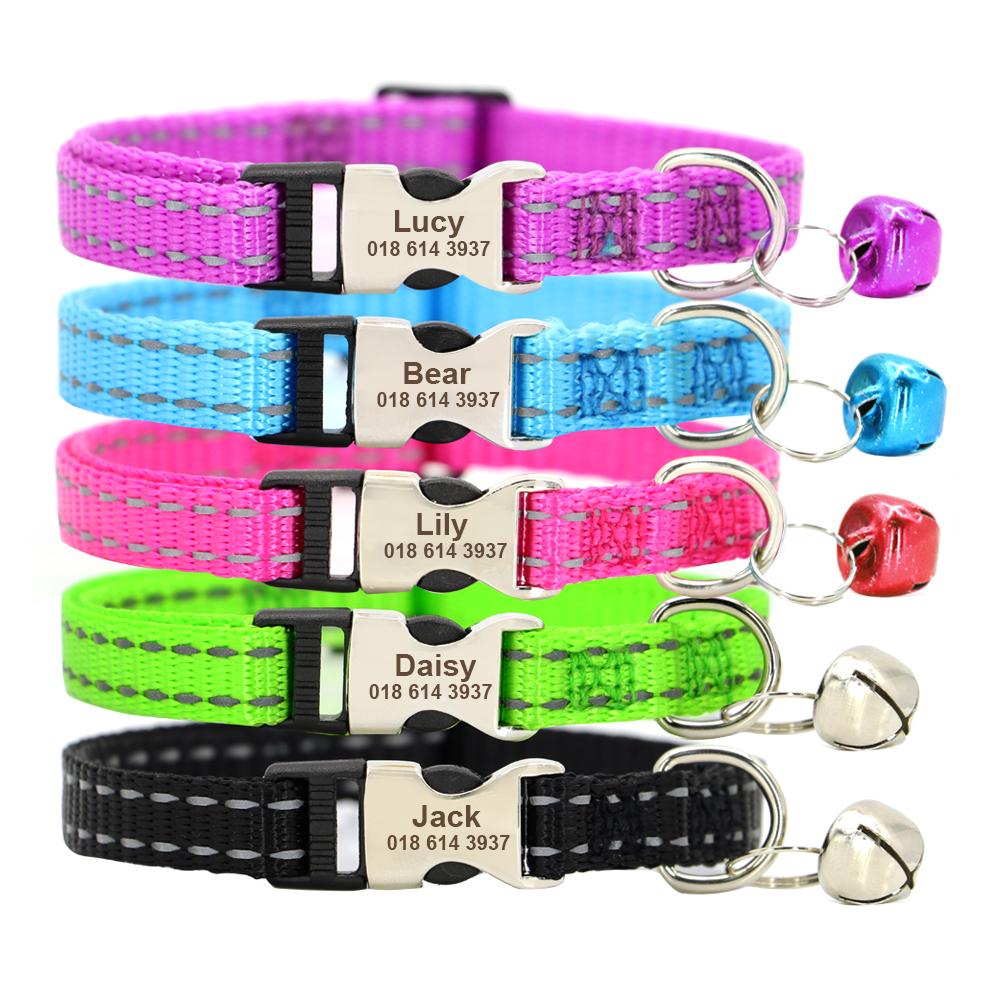 Personlig Namnskylt Katt Halsband Säkerhet Anpassade Katthalsband Halsband Gratis Graverad ID Namnlapp För Valp Kattunge Katter Tillbehör