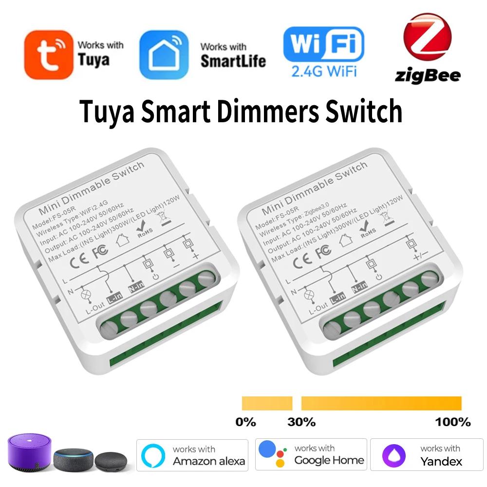 Tuya WiFi ZigBee דימר תאורת LED מתגים חכמים מודול מפסק מנתק דורש חוט אפס שליטה קולית עובד עם Alexa Google Home