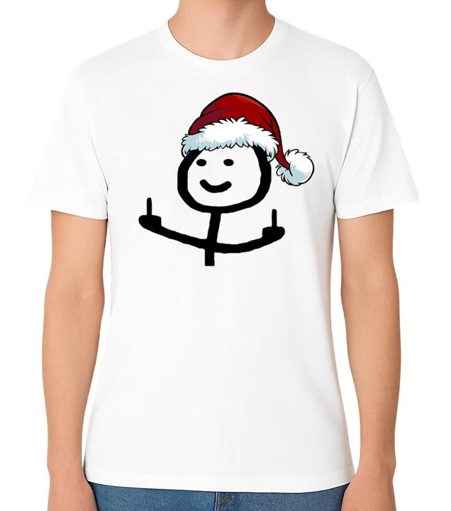 Middle Finger Stickman Santa Swearing T-Shirt Merry Xmas F*ck You Christmas XS