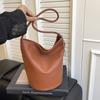 Trendy PU Leather Bucket Bag Magnetic Closure Soft Underarm Bag Large Capacity Shopping Bag Daily Outing