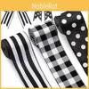 Versatile Polyester Black And White Striped Ribbon For Elegant Gift Bow Decorations