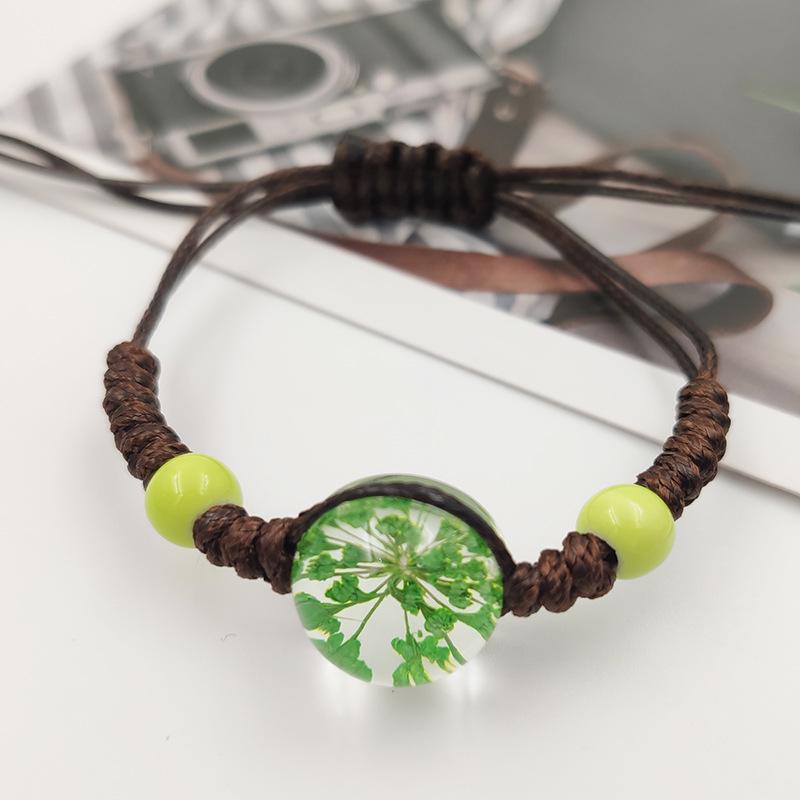 Starry Sky Dried Flower Glass Bracelet for Girlfriends, Couples & Students