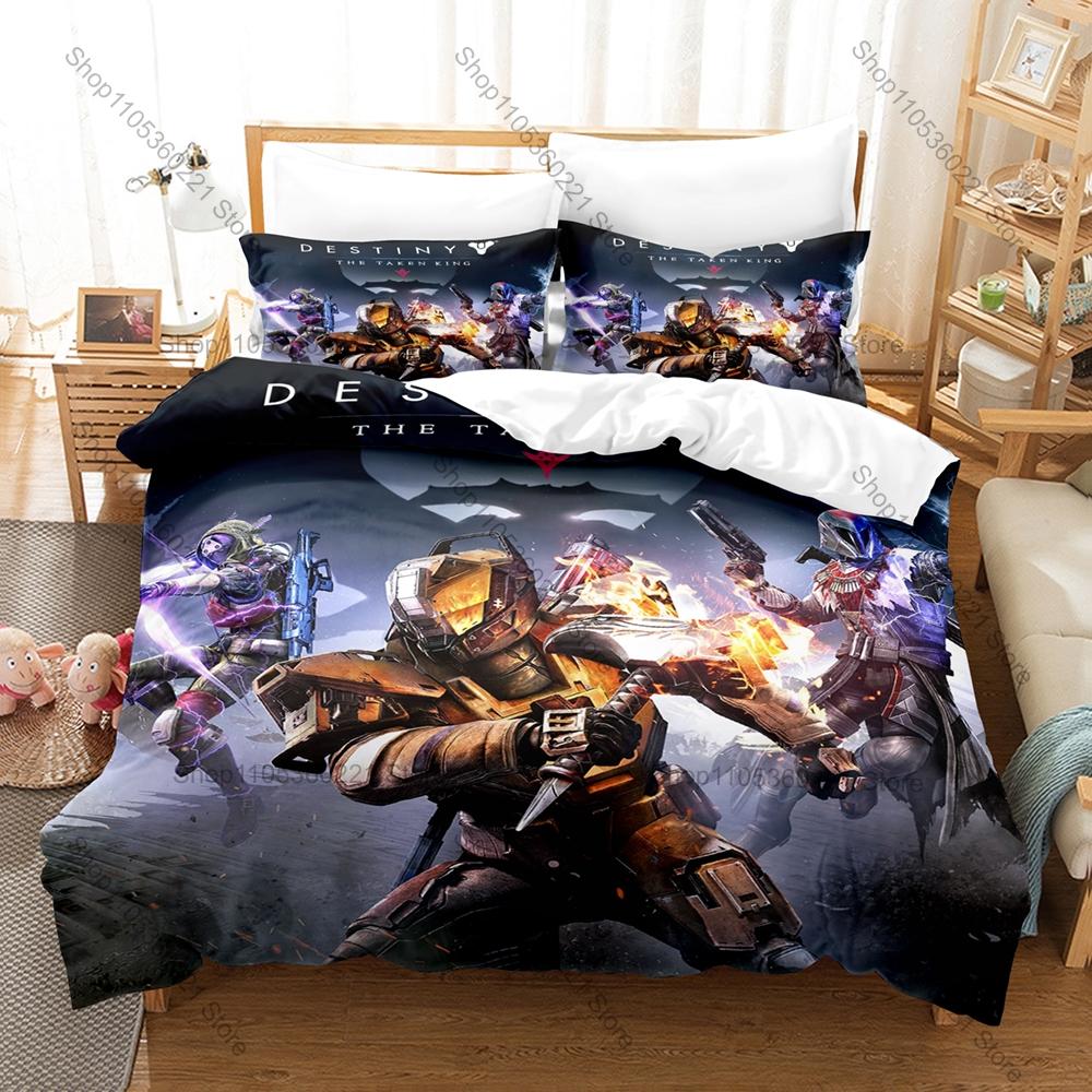 Destiny 2 Guardian Hunter Titan Warlock Space Alien Planet Sci-Fi Multiplayer Shooter Game Bedding Set Duvet Cover 2 Pillowcases