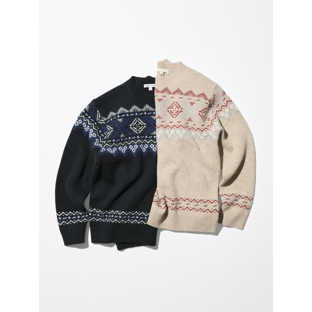 Uniqlo Lambswool Fair Isle Crew Neck Sweater