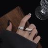 Irregular Geometric Rings Unique Square Cutout Rings with Slanted Texture  Adjustable Open Rings Decoration for Women