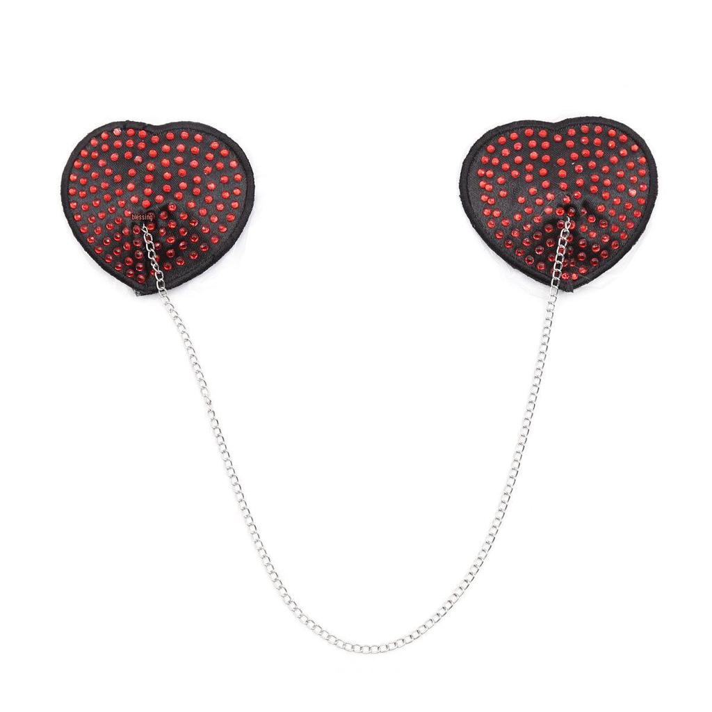 Heart-Shaped Sequin & Star Nipple Pasties with Tassels - Silicone Bra Accessory