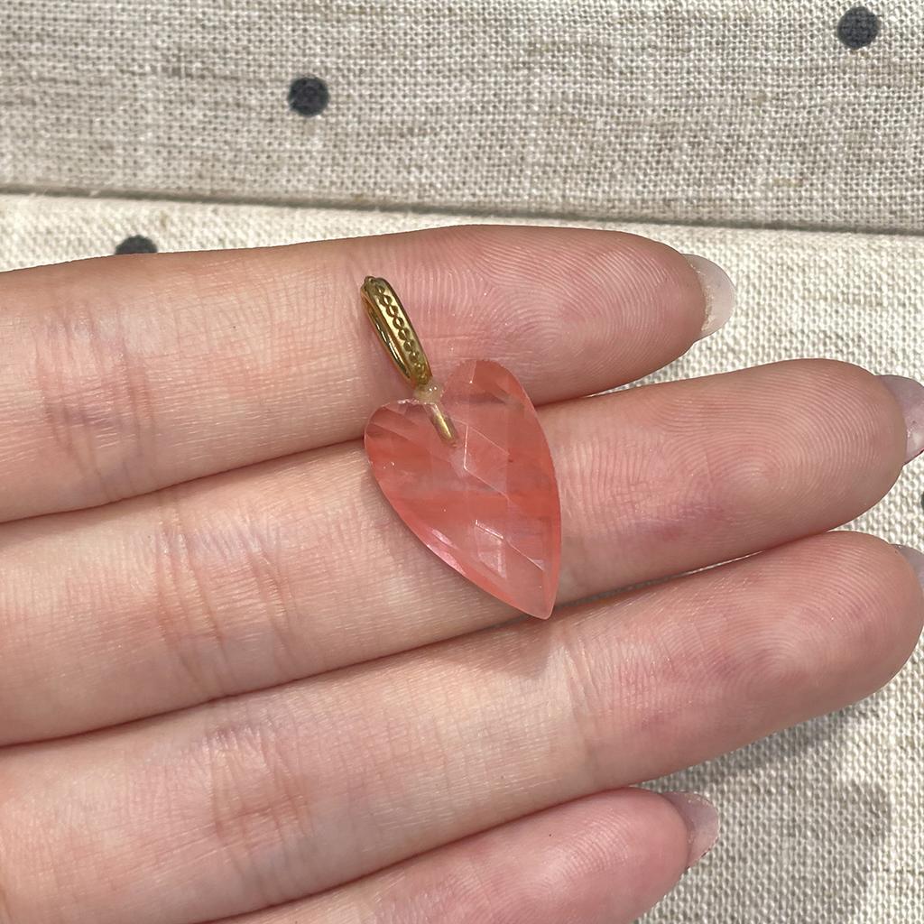3 Stück, Natürlicher Stein Herz Facettierter Anhänger 12x30mm Vergoldete Strass-Öse Charme Für DIY Halskette Schmuckherstellung
