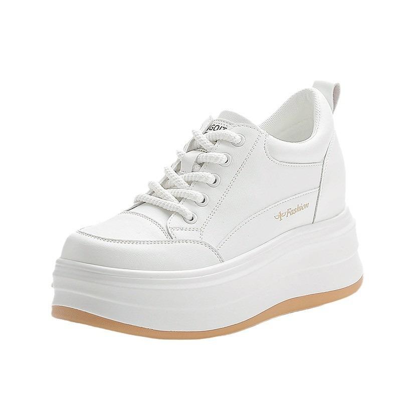 Spring and Autumn women's shoes new heightening thick-soled inner heightening heels casual small lace-up versatile single shoes