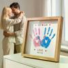 DIY Couple Hand Paint Shadow Box Frame Wooden Handprint Photo Frame 12-Color Paint Set Display Gifts