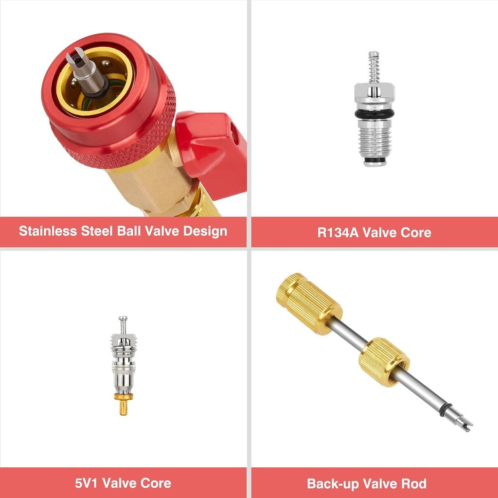 WADEO R134A Valve Core Quick Remover Installer, High Low Pressure Valve Core Remover Tool with Strong Sunction Valve Rod for R134A Refrigerant Air