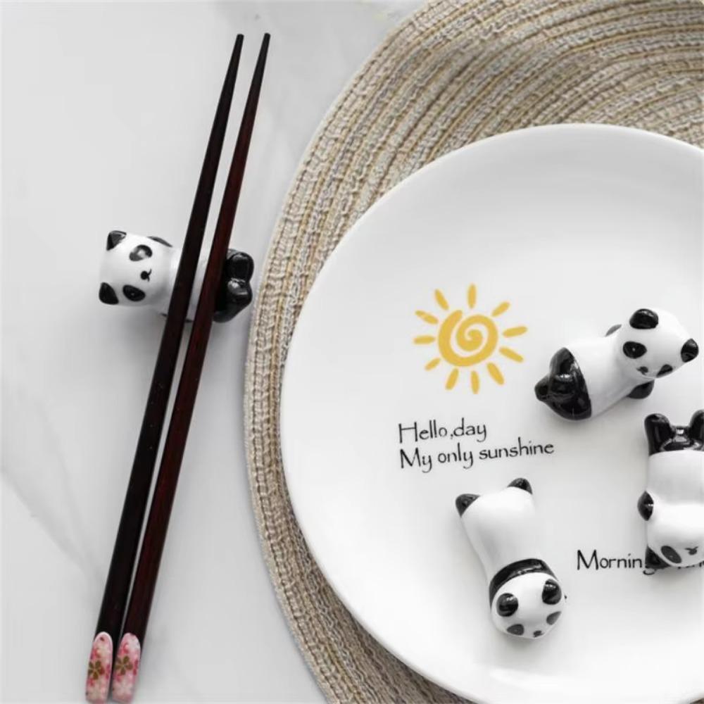 8Pcs/set Cute Writing Brush Pen Holder DIY Ceramic craft Panda Ornament  Dining Table
