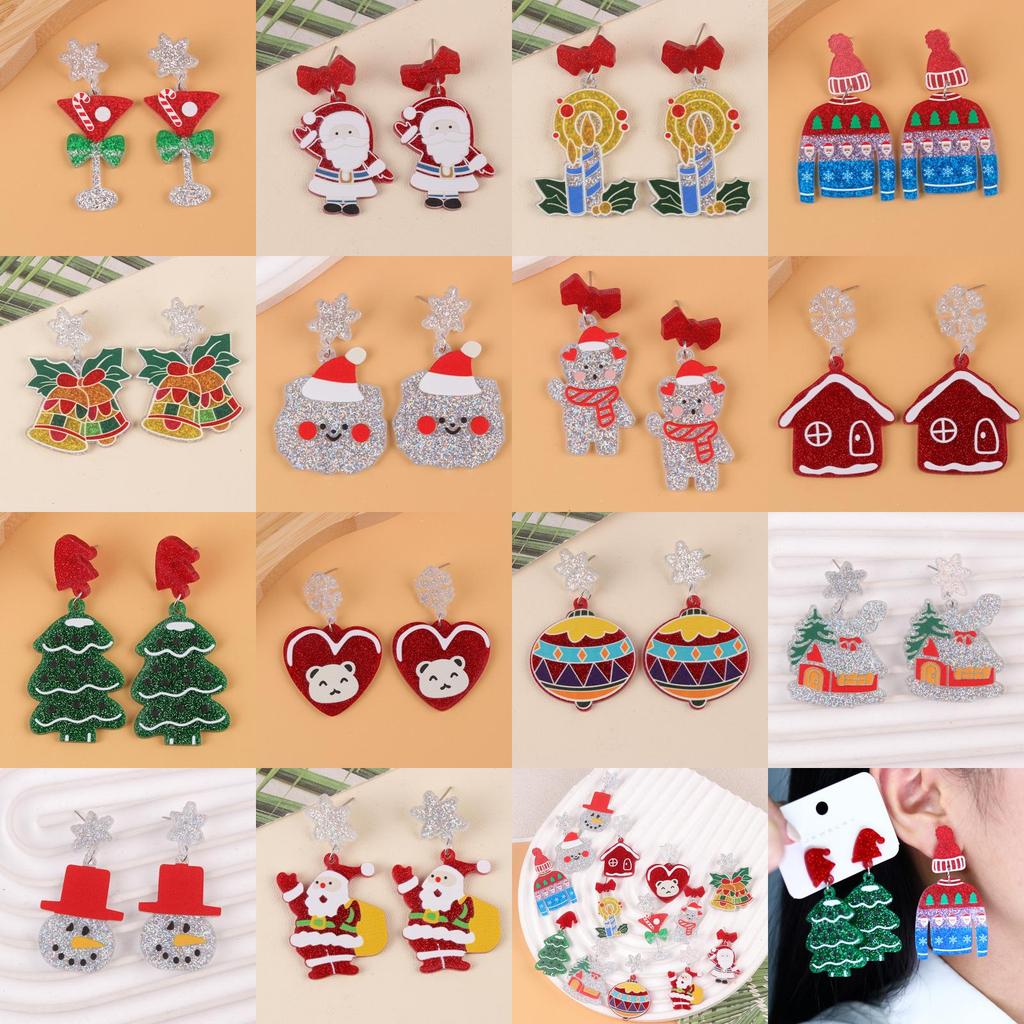 Christmas Earrings Collection With Santa Stars Bells And Bear Shapes For Women