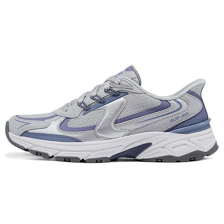 Skechers Silver Wing Slip Ins Women Grey Low Top Dad Shoes 150711-GRY 35