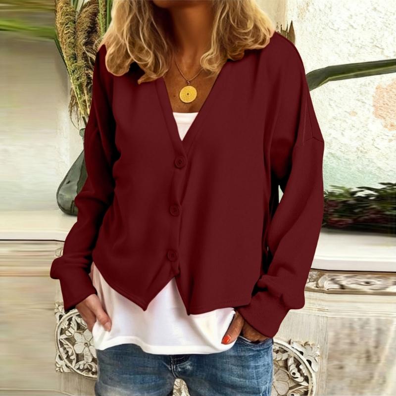 Minimalist Long Sleeve Button Down Knit Sweater Womens Lightweight Stretch Fabric Easy Layering Oversized Cardigan Coat