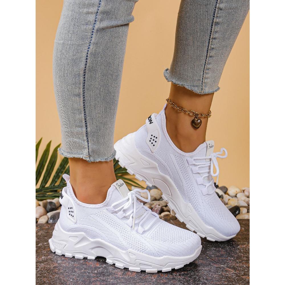 Women's Summer Breathable Flyknit Mesh Shoes, Fashion Versatile Casual Athletic Flats for Women