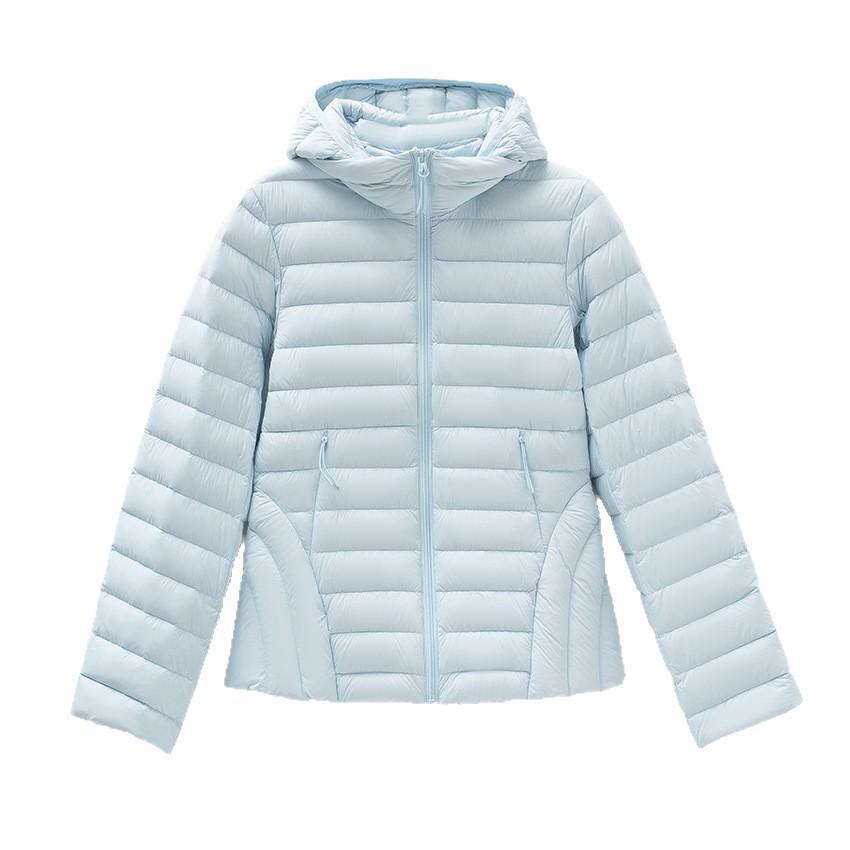 White duck down ribs down jacket light and thin women's short removable hooded slim fit warm small winter new