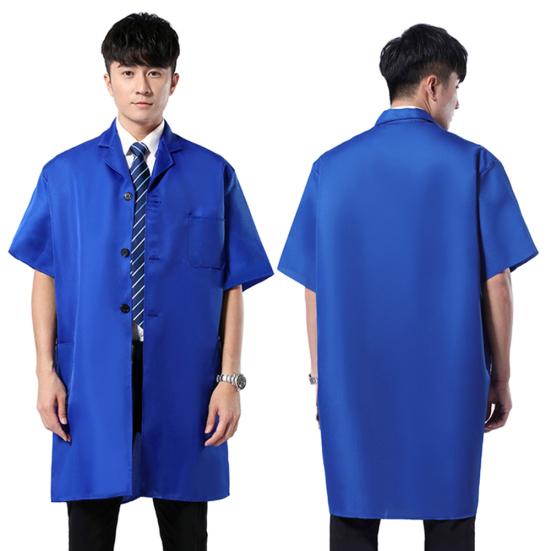 Staubdichte Herren-Laborkittel mit langen/kurzen Ärmeln, Knöpfen und Taschen, Arbeitskleidung für Herren