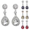 1 Pair Women Shining Rhinestones Drop Earrings Waterdrop Shape Tassel Sparkling Dangle Earrings Jewelry Gift