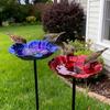 Handmade Metal Bird Bath Stake Weather Resistant Detachable Outdoor Bird Bath Iron Art Vintage Style Animals Drinking Cup