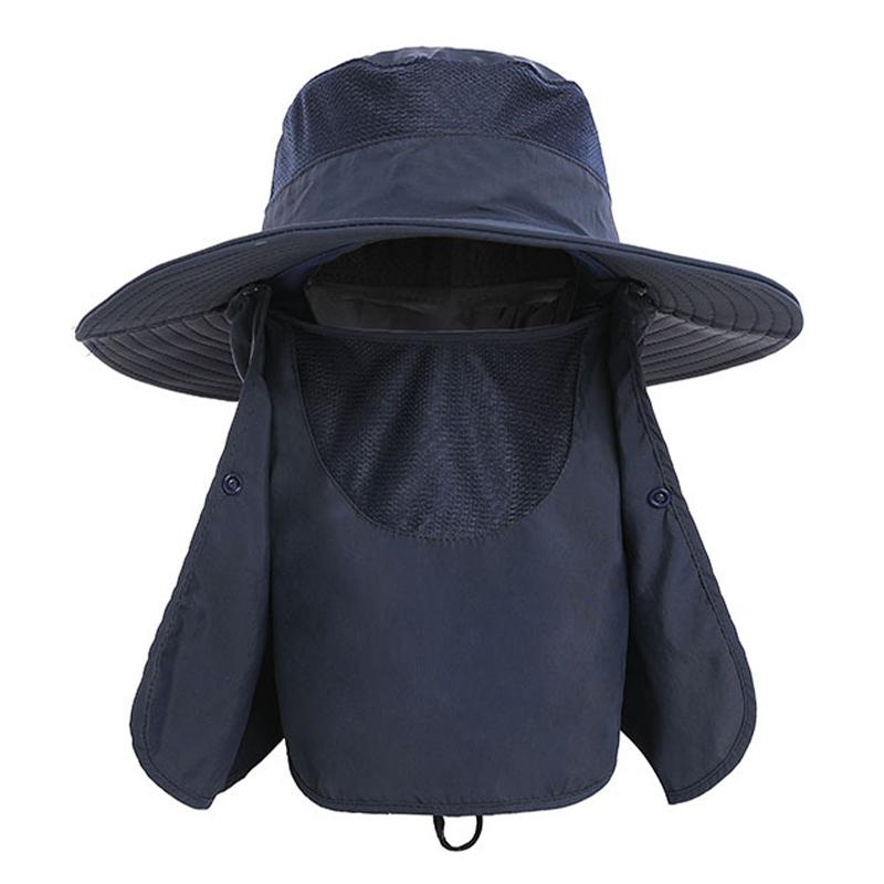 Sun Hat UV Protection Cap Wide Brim Nylon Breathable Quick Dry UPF 50+ Fishing Hat with Removable Fa