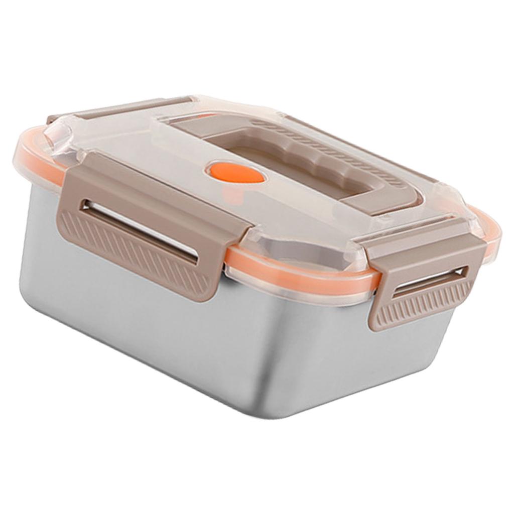 Spacious Stainless Steel Food Storage Container Multipurpose Household Lunch Box Handheld Crisper with See Through Lid