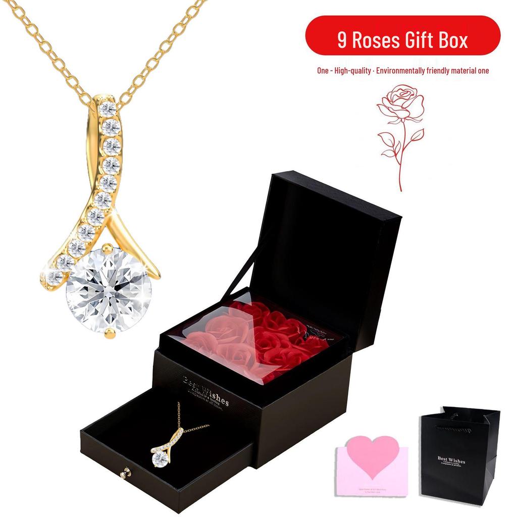 Charming Micro-Inlaid Diamond Pendant Necklace – Fresh, Lovely, and Fashionable Bone Chain
