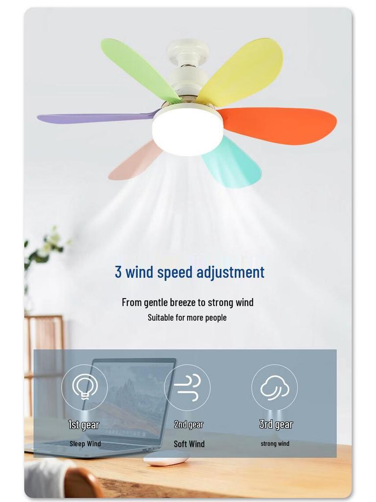 Silent E27 Ceiling Fan Light with Six Blades for Bedroom and Living Room