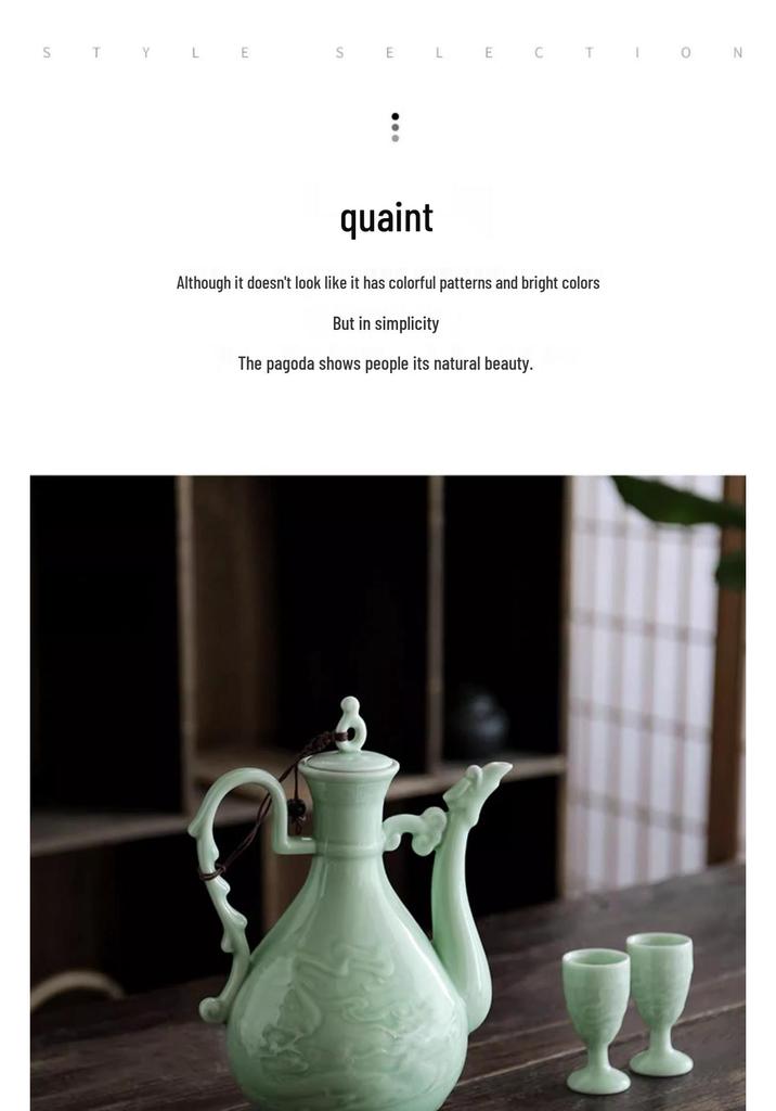 Ancient Style Retro Ceramic Baijiu Decanter Set with Wine Glasses