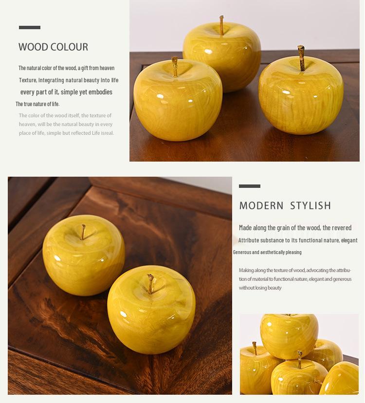 Golden Silk Nanmu Wood Car Ornaments - Apple Red, Water Ripple Design, Christmas Gifts