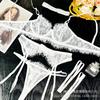 Sexy underwear French ultra-thin embroidered lace bra garter belt large size erotic underwear set