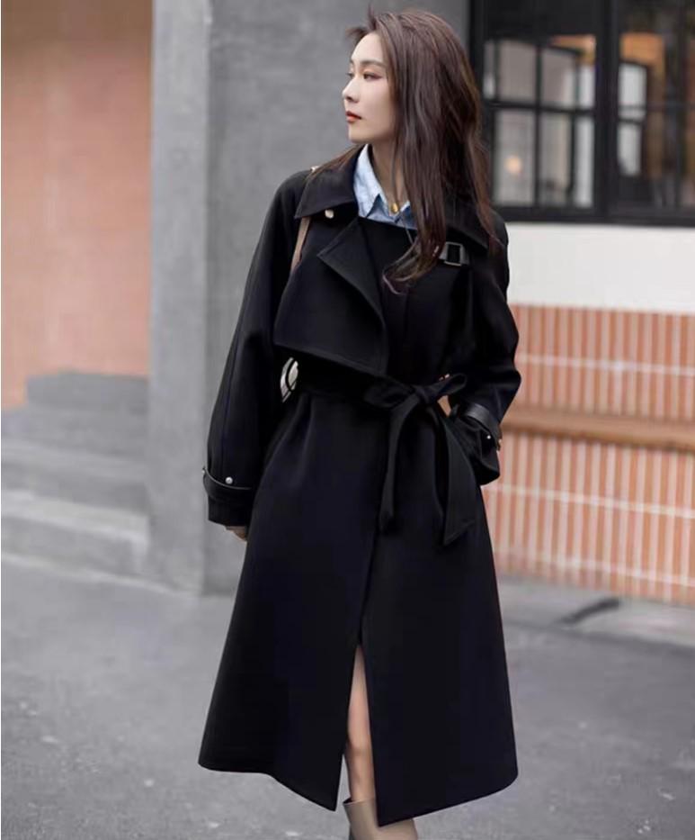 Women's Mid-Length British Style Khaki Trench Coat - Double-Breasted Spring/Autumn 2025 Trend