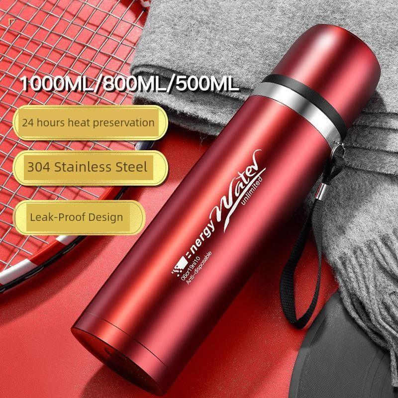 Factory Direct Sale of All Stainless Steel Thermos Cups, 304 Stainless Steel Large Capacity Thermos Cup, Outdoor Portable Travel Bullet-Style Thermos