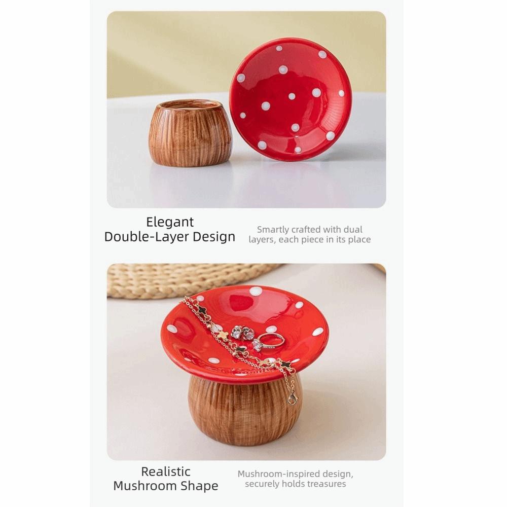 Mushroom Shape Mushroom Storage Tray Detachable Jewelry Organizer Cute Ceramic Key Catchall Phone