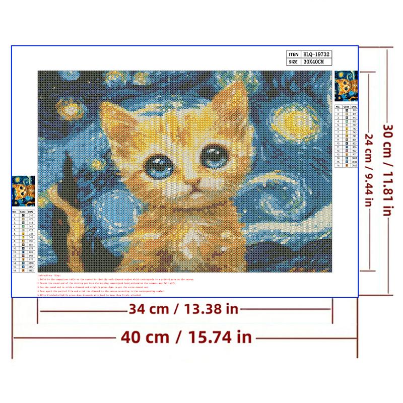 5d DIY Diamond Painting Cross Stitch Abstract Starry Sky Cat Diamond Embroidery Mosaic Full Round Drill Home Decor Crafts