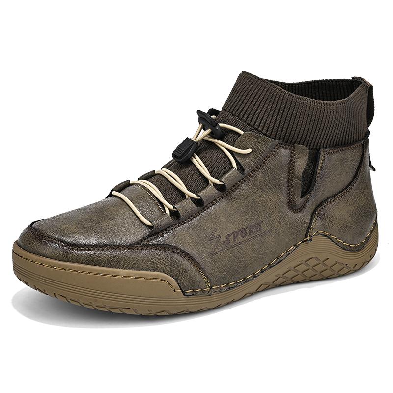 Autumn Winter Boots Men Classic Retro Fashion Casual Boots Shoe Comfy Outdoor Warm Snow Boots Flats Shoes Leather Sneakers Shoes