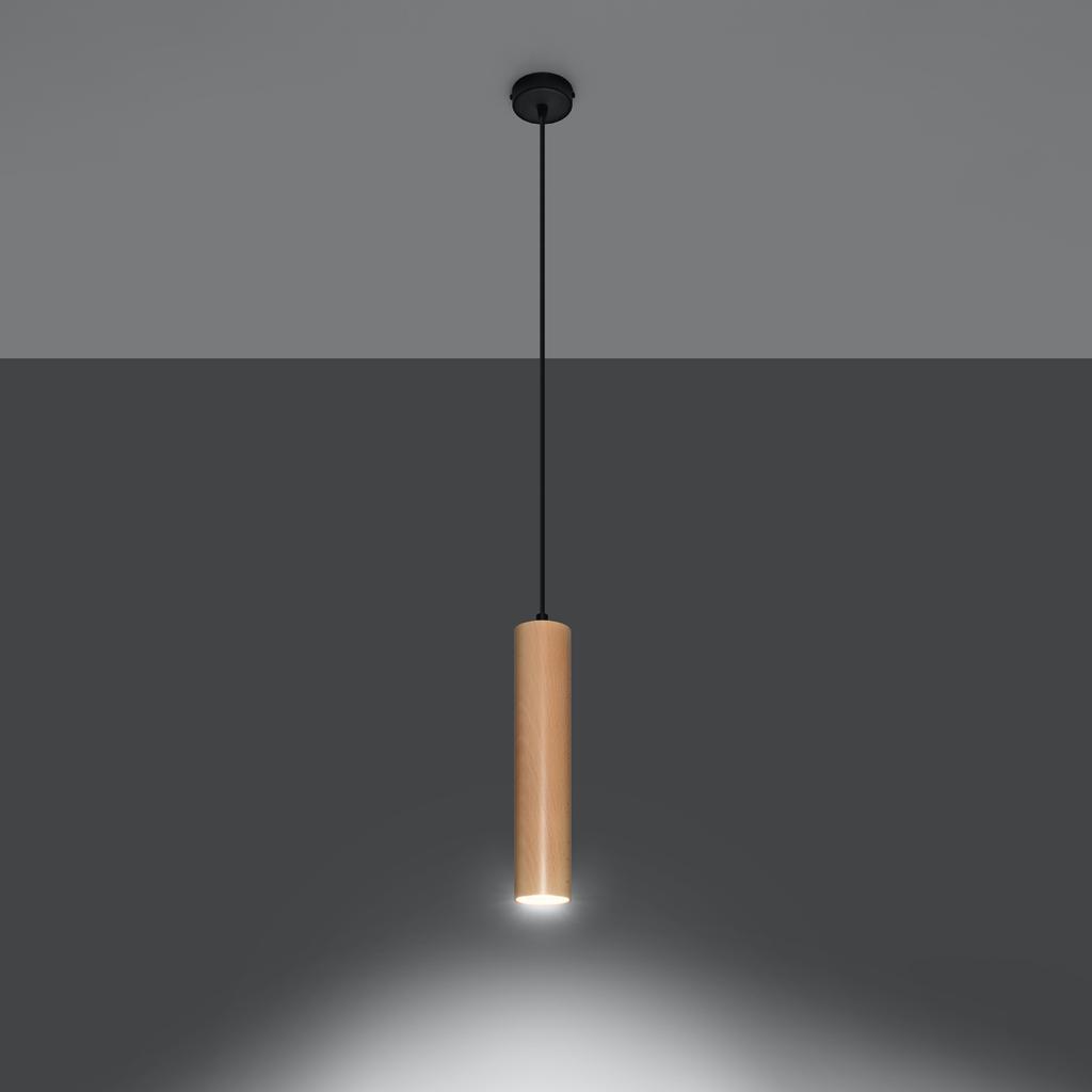 Lampa Wisząca Lino 1 Gu10 Naturalne Drewno Wood Sollux Sl.0636