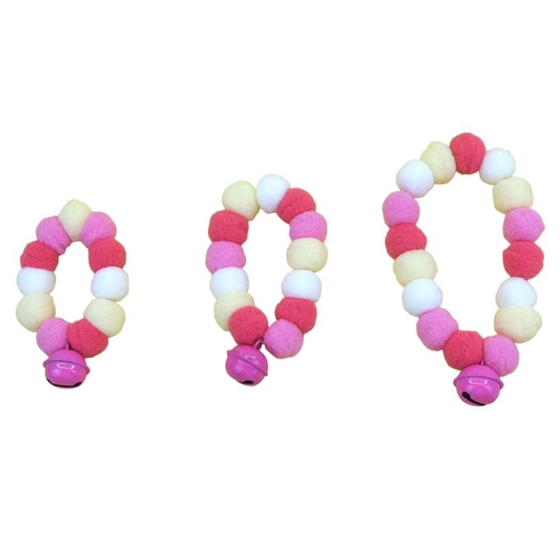 4pcs Festival Plush Pet Collars with Pompoms Bells Charm Colorful Furry Birthday Collar for Cats and Dogs