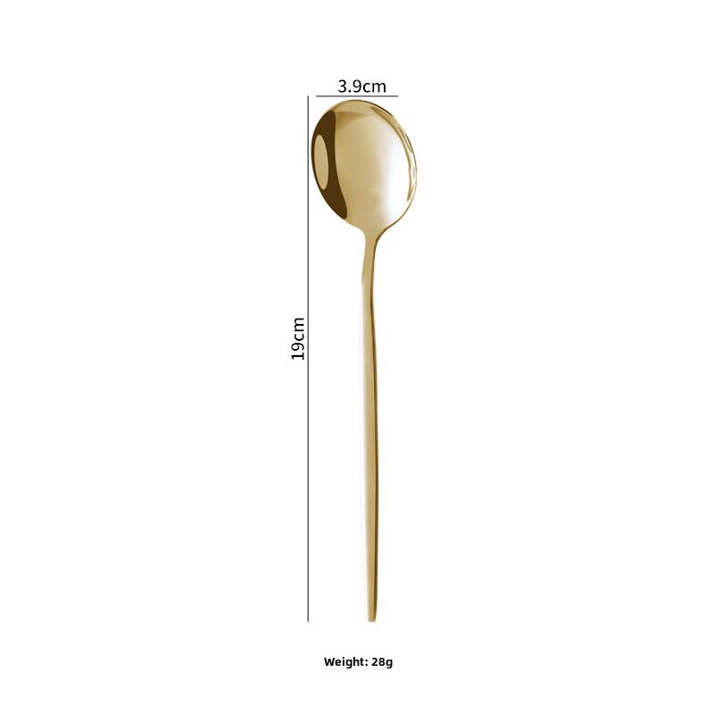 Gold-Plated Portuguese-Japanese Stainless Steel Cutlery Set: Knife, Fork, Dessert Spoon, Chopsticks, Ice Cream Spoon, Fruit Fork