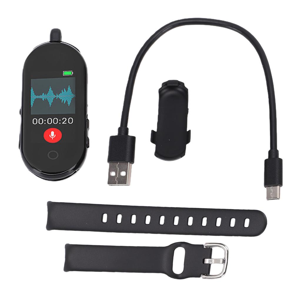S36A 3 in 1 Portable Recorder with 0.96 inch Screen, Bluetooth Connectivity to App, AI Recording Bracelet, Voice