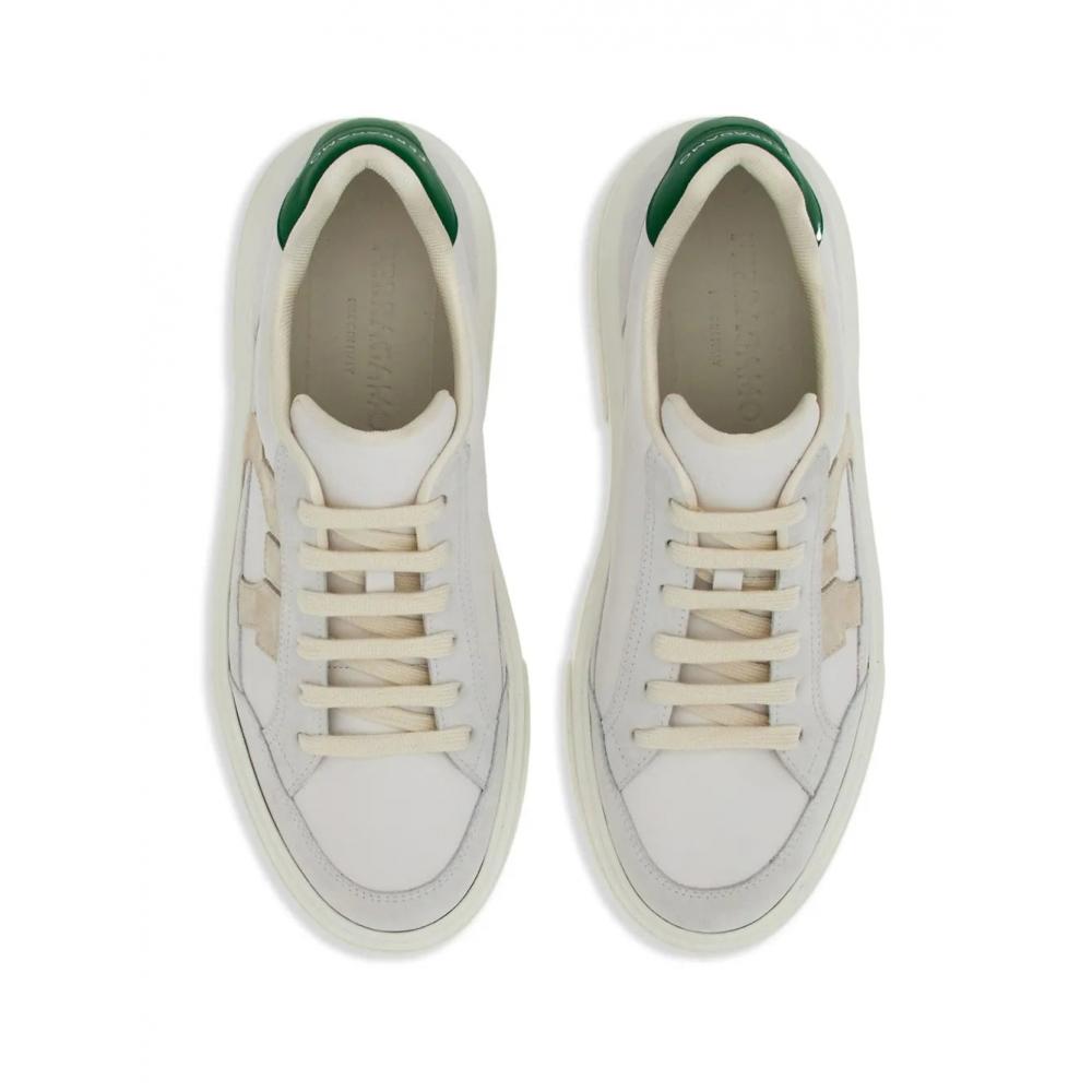 Salvatore Ferragamo Ferragamo Gancini Patch Calfskin Sneakers White
