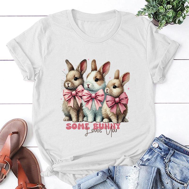 Hot Sales Easter Bunny Loves You T Shirts Women Men Summer Cool Short Sleeves Personality Harajuku T-Shirt
