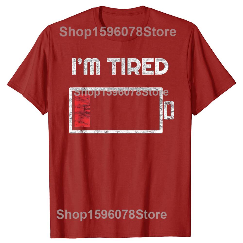 Im Tired Low Battery T Shirt Empty Phone Summer Men Clothing Fashion T Shirts Cotton Short Sleeve Oversized Loose Tshirt Tops
