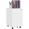 3-Drawer Vertical Filing Cabinet with Pencil Tray, Lock and 5 Wheels, Steel Mobile File Cabinet, for A4, Legal and Letter Size, Pre-Assembled Body