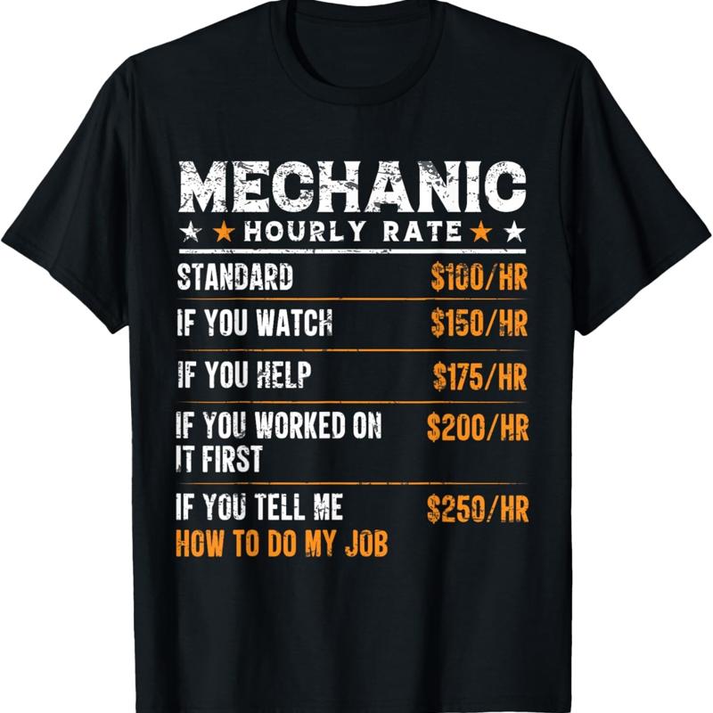 

Mechanic Hourly Rate Funny Worker T Shirt - Men s Summer Cotton Graphic Tee S разноцветный