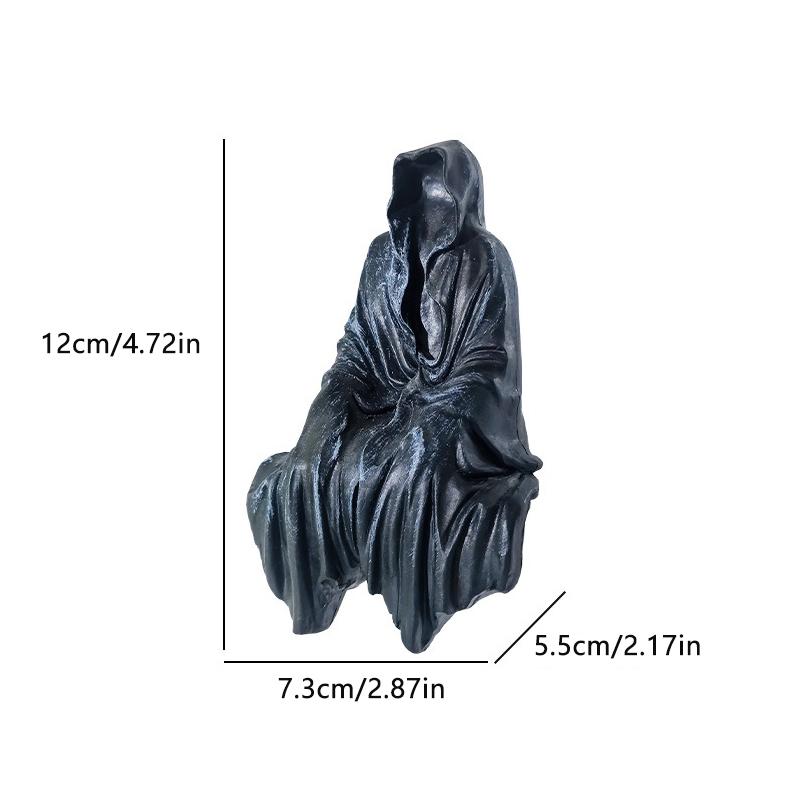 Resin Grim Reaper Sculpture Art Decorative Desk Figure Ornaments Mysterious Man Sitting For Home Desktop Decoration