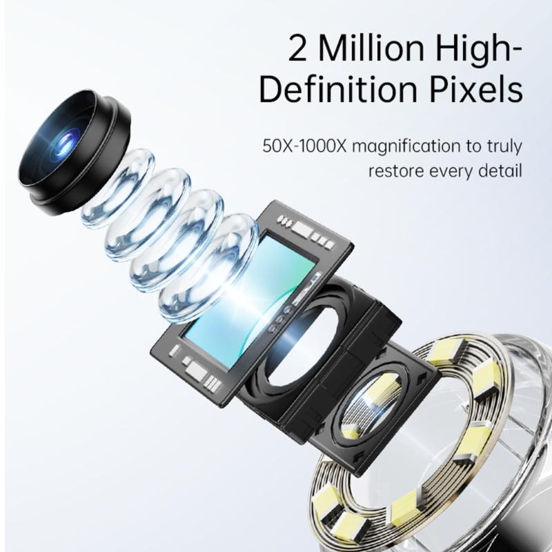 Digital Microscope 1080P 1000X Microscope USB Microscope Magnifier 4.3inch Screen for Repair Soldering Adult/Children